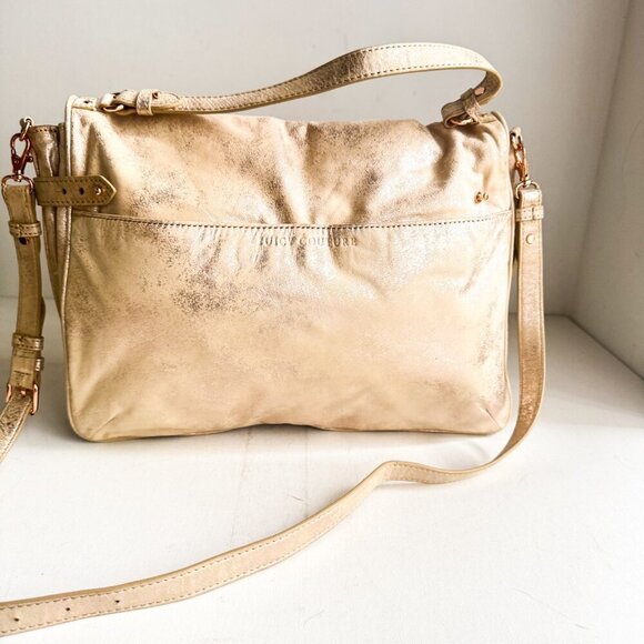Juicy Couture Nude Beige Metallic Finish Crossbody Leather Bag - Picture 6 of 7